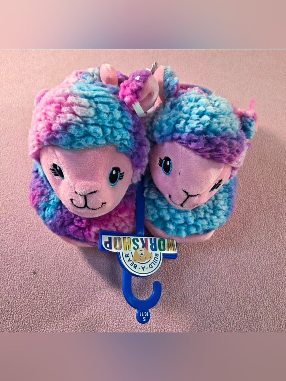 Build-A-Bear Multicolor Plush Lamb Slippers - Pink, Blue & Purple